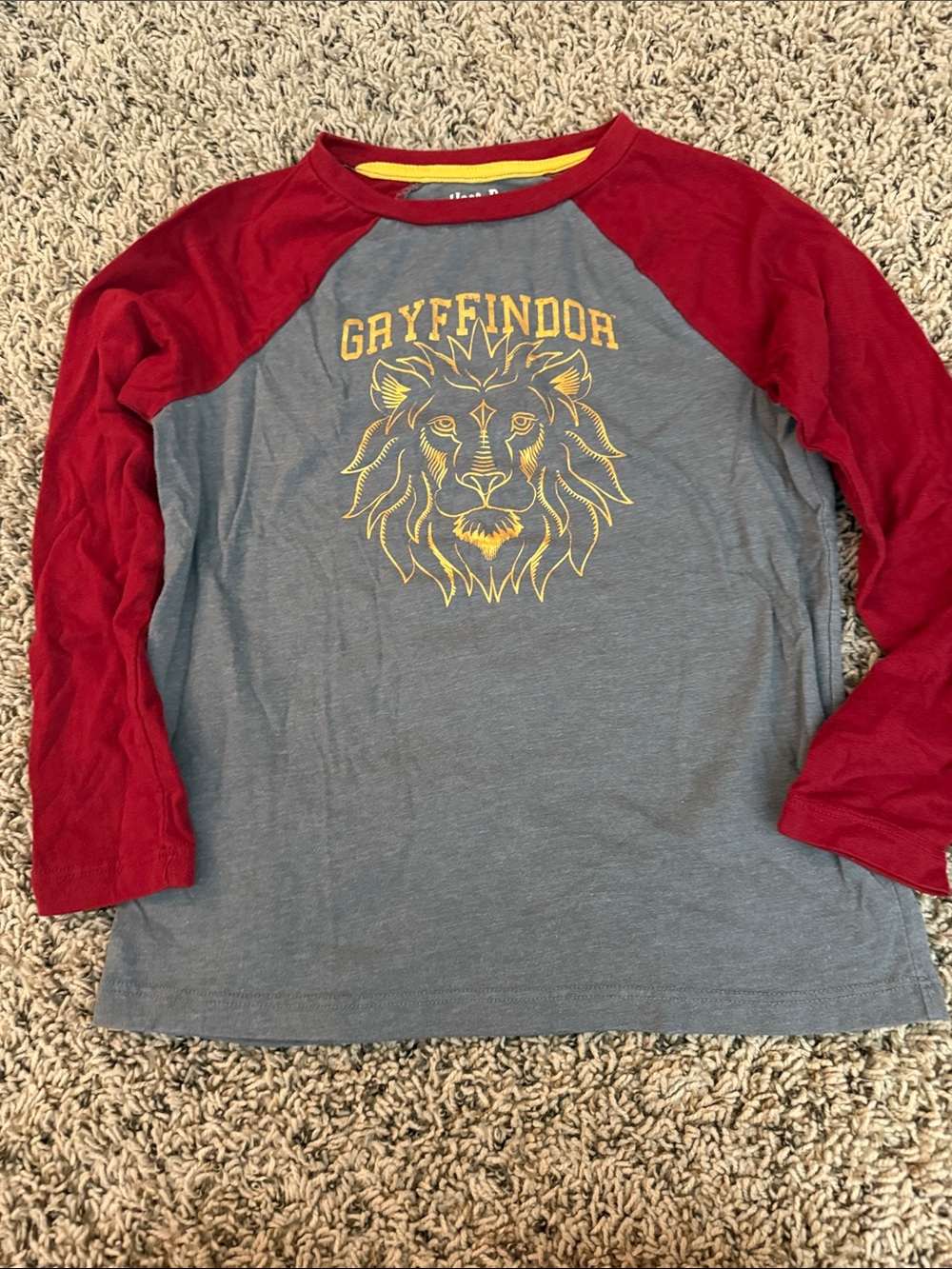 Kids Grey and Gryffindor Raglan Long Sleeve Tee